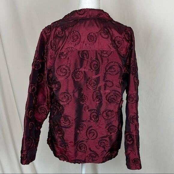 Scott Taylor Metallic Ruby Red Rosette Ribboned Party Event Jacket NWOT Size L - Picture 4 of 8